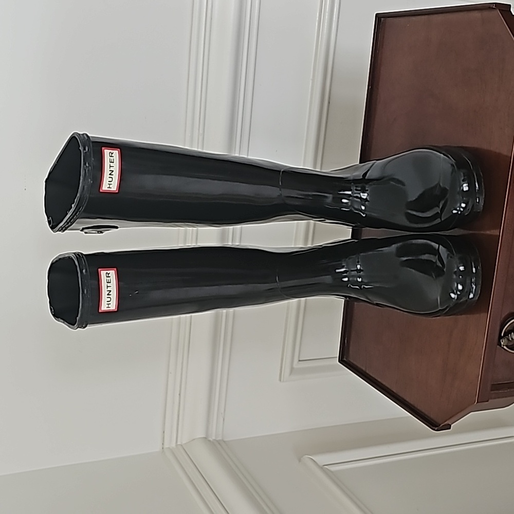 Black Shiny Hunter Size 9 Boots - Picture 2 of 8